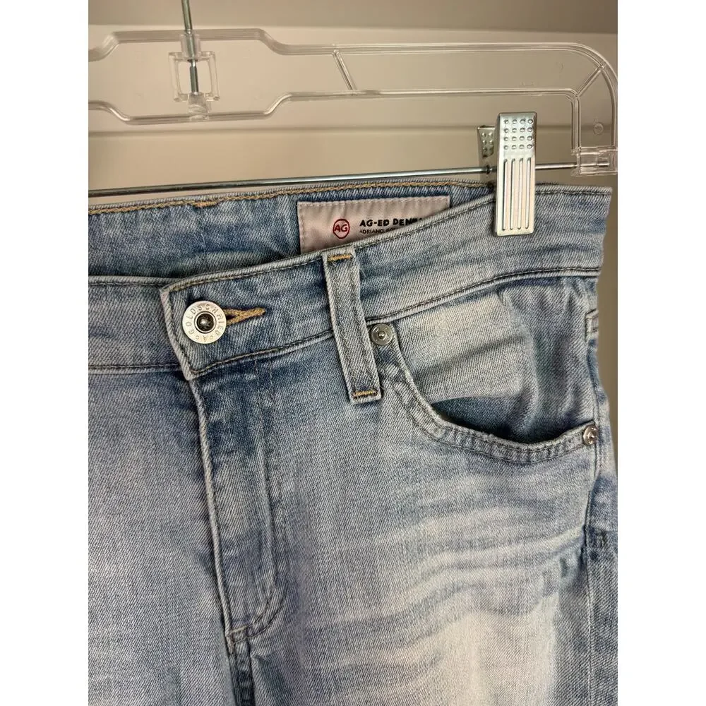 AG Jeans Adriano Goldschmeid Women's Straight Leg Fray Hem Size 26‎ Light Wash